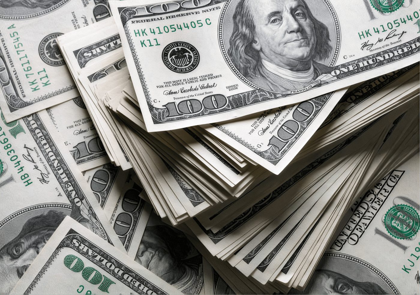 A stack of one hundred dollar bills